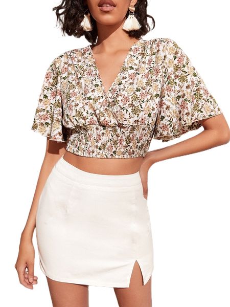 

f.loral p.rint b.utterfly s.leeve c.rop b.louse t3cq#, White