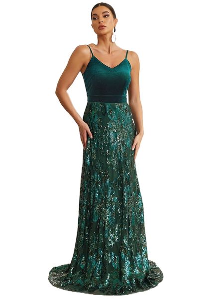 

contrast sequin floor length formal dress 70ae#, Black;gray