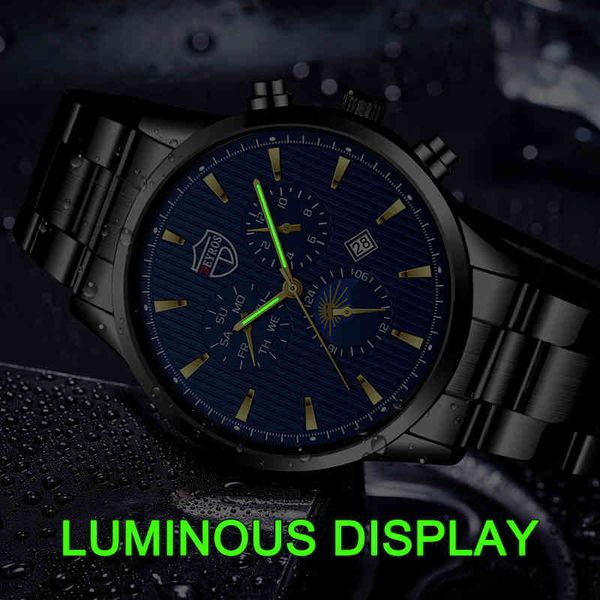 

2022 fashion mens gold stainls steel luxury men busins casual leather quartz watch luminous clock relogio masculino7srq, Slivery;brown