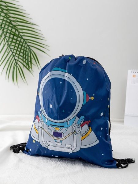 

boys cartoon astronaut graphic drawstring backpack she