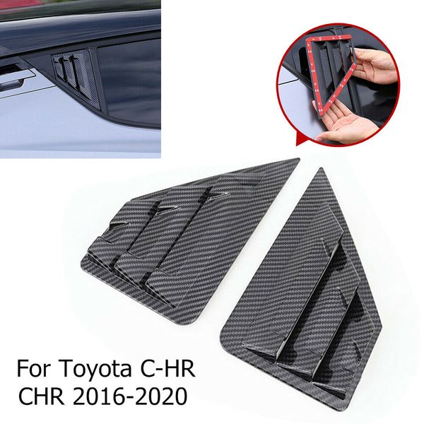 

car accessories window louvers vent cover spoiler trim 2pcs for toyota c-hr chr 2016-20