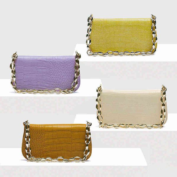 

evening bag gold chain shoulder bag pu leather message crocodile pattern handbag women wallets and handbags designer 20220607