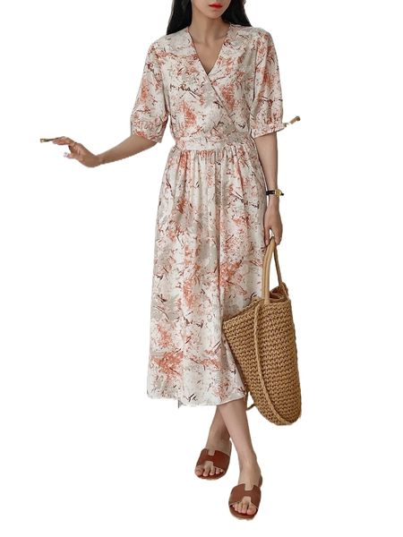 

dazy all over print tie back dress m1kt#, Black;gray