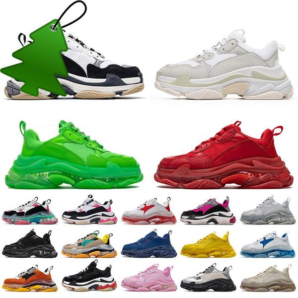 

2022 triple s womens mens designer shoes platform casual sneakers crystal bottoms vintage paris 17fw triples flat clear sole loafers luxury