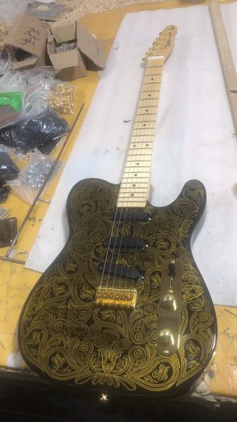 

6 string electric guitar gold hardware delivery support customize