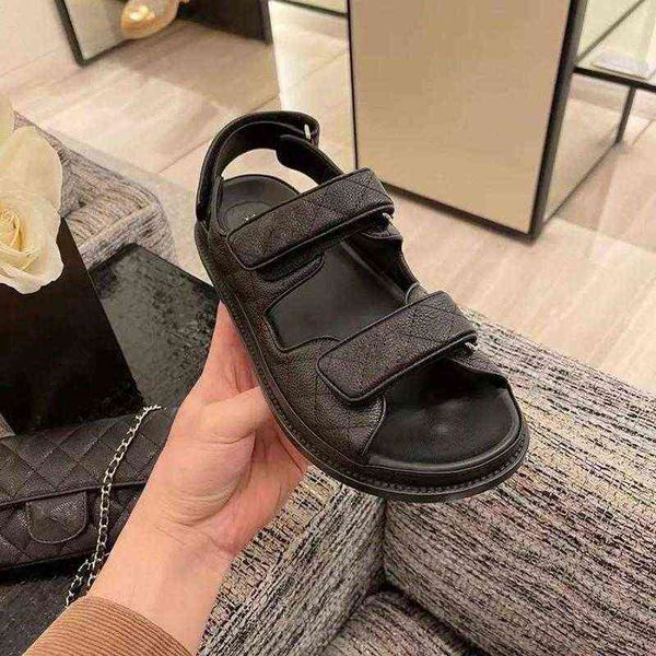 

fashion 2022 designer design c home women's sandals classic comeback leather material luxury elegant and comfortable, Black