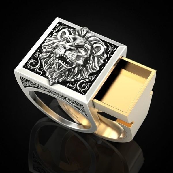 

retro lion two sets of rings fashion single product ring, Golden;silver