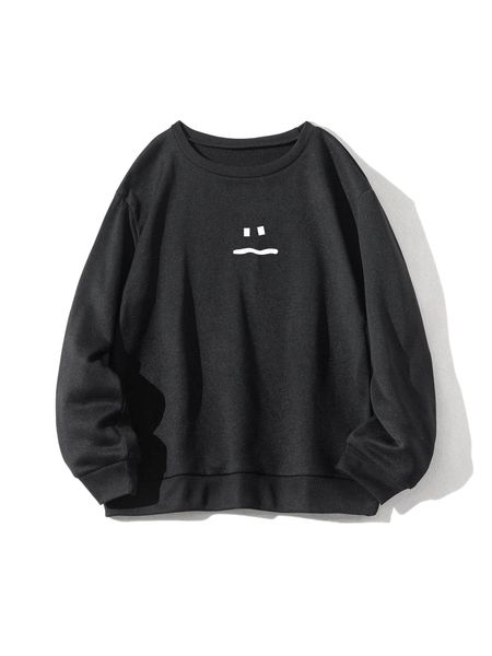 

cartoon graphic thermal sweatshirt p9on#, Black
