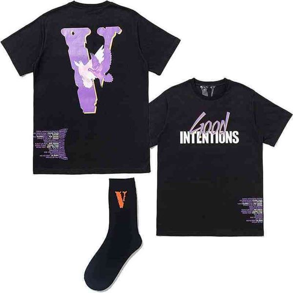 

men's big v dragon shirt classic letters short sve t-shirt with black hip hop socks, White;black