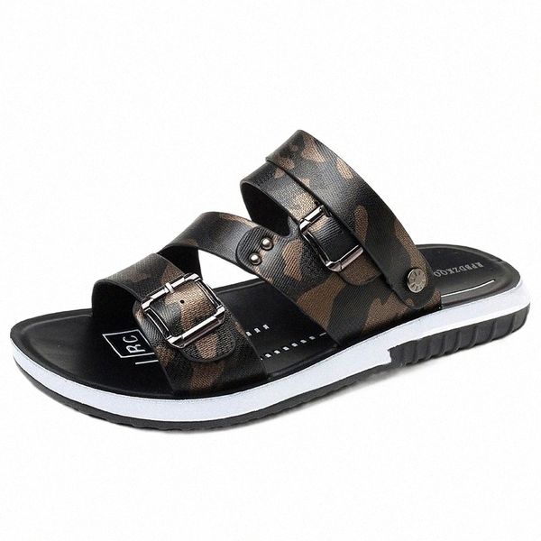 

metal slides shoes men gladiator sandals summer leather gold designer strap slip on native sport nice sandals roman slippers camouflage d9gl, Black