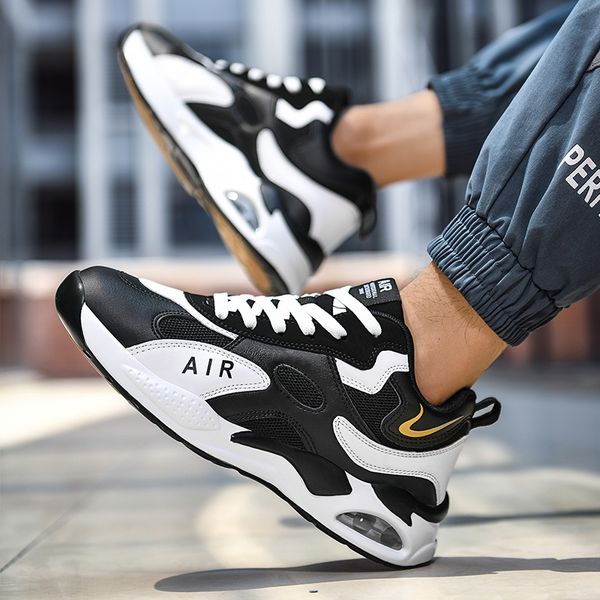 

2022 autumn winter men outdoor casual sport basketball shoes for male high breathable air cushion running#sjpae-713, Black