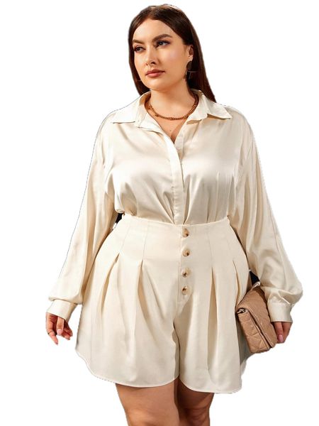

plus drop shoulder satin d0j5#, Black