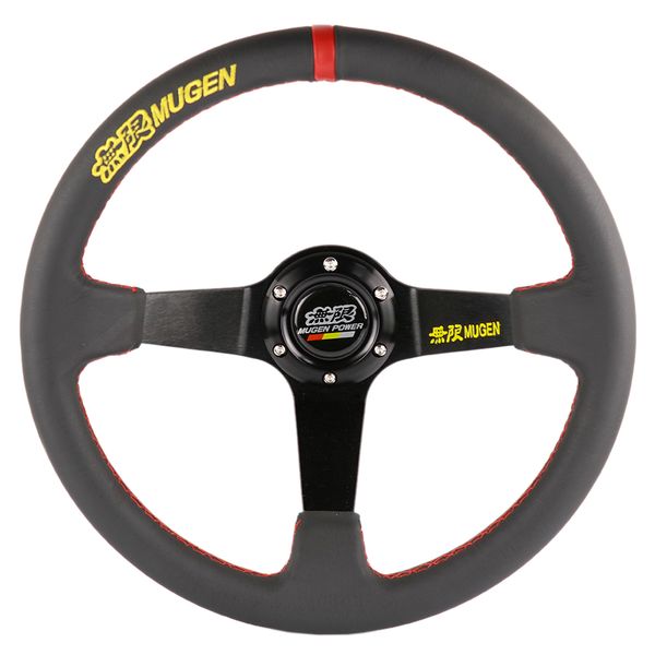 

new 14inch mugen leather sport steering wheel for honda civic racing car