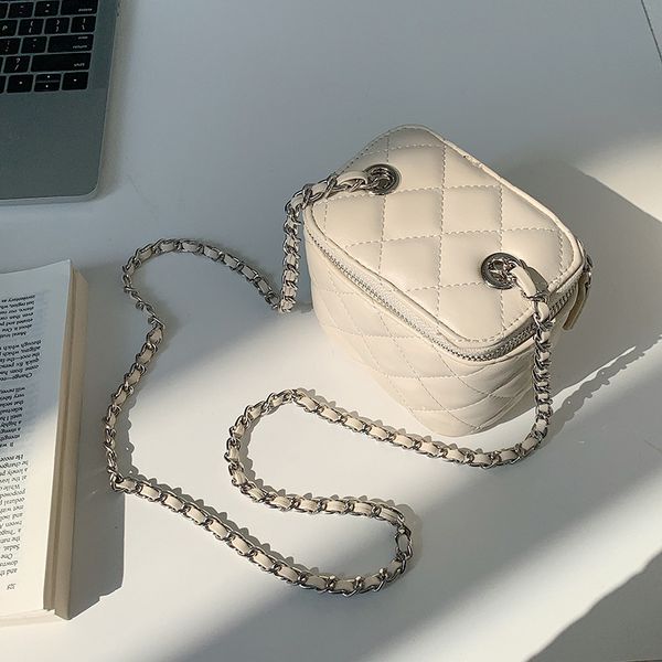 

designer bag crossbody box bag with plaid and metal chain sewing 12cm