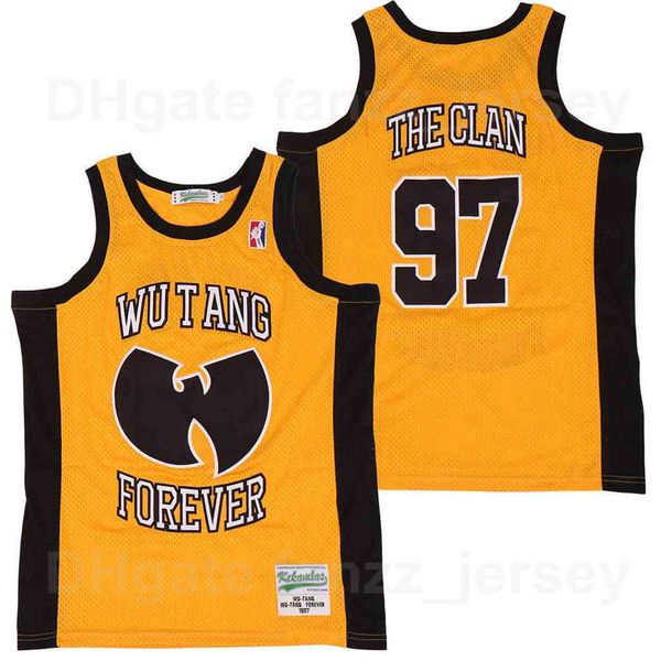 

moive wu tang forever 97 the clan jerseys basketball hip hop rap album 1997 for sport fans breathable team color yellow pure cotton universi, Black