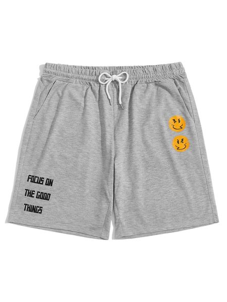 

romwe guys slogan graphic shorts g257#, White;black
