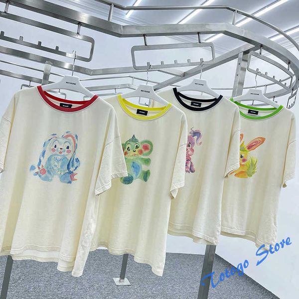 

spring summer new we11done t-shirts painted little monster doodle printing cartoon men woman casual fashion couple welldone tees, White;black