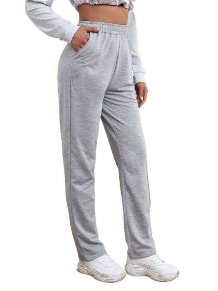 

slant pockets elastic waist sweatpants 16ce#, Black;white