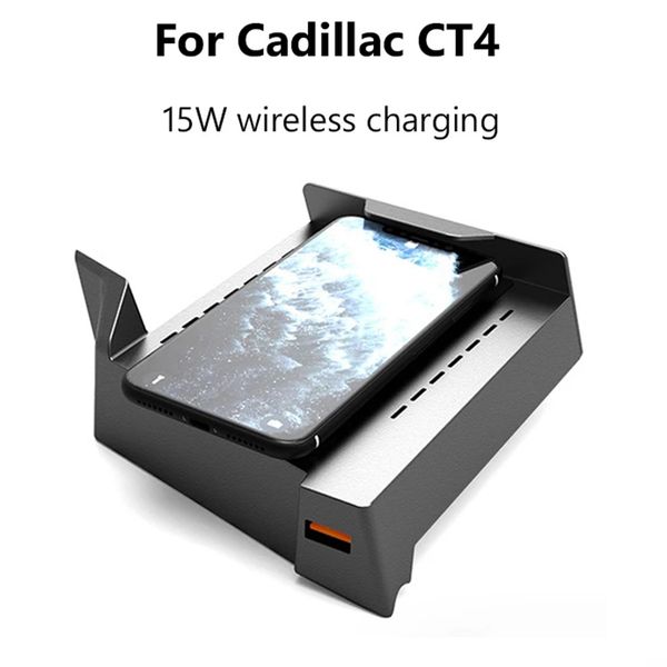 

qi 15w car wireless charger for cadillac ct4 ct 4 2020 auto part usb quick charge 3.0 mobile phone fast charging