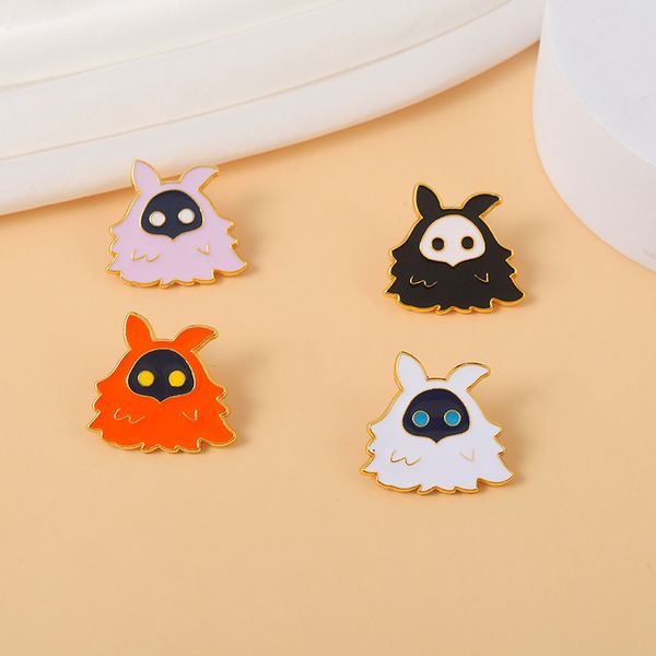 

four color fairy cloak black white pink brooch enamel brooch, Gray
