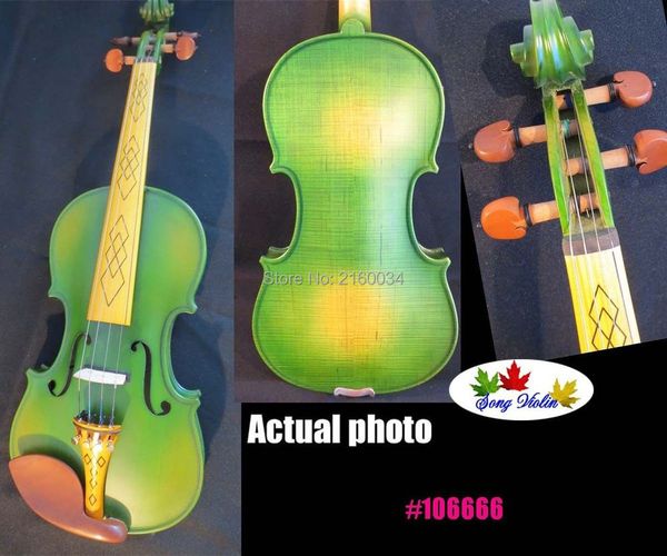 

green colors craft 4/4 electric violin +acoustic violin #10666
