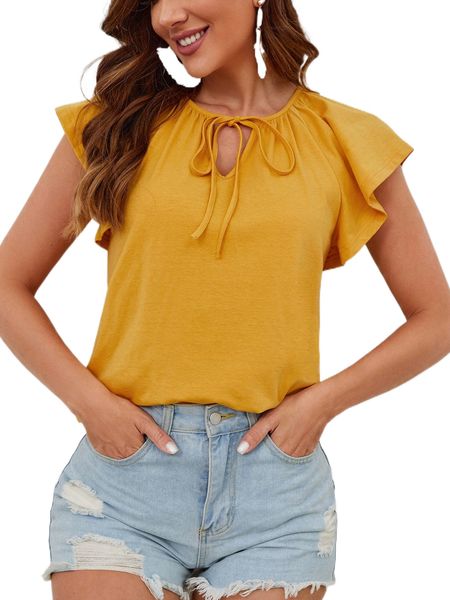 

tie neck raglan sleeve tee a2he#, White