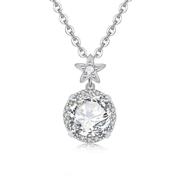 

szjinao 4ct moissanite for women real 925 sterling silver 14k white gold plated diamond necklace pendant fine jewelry, Golden