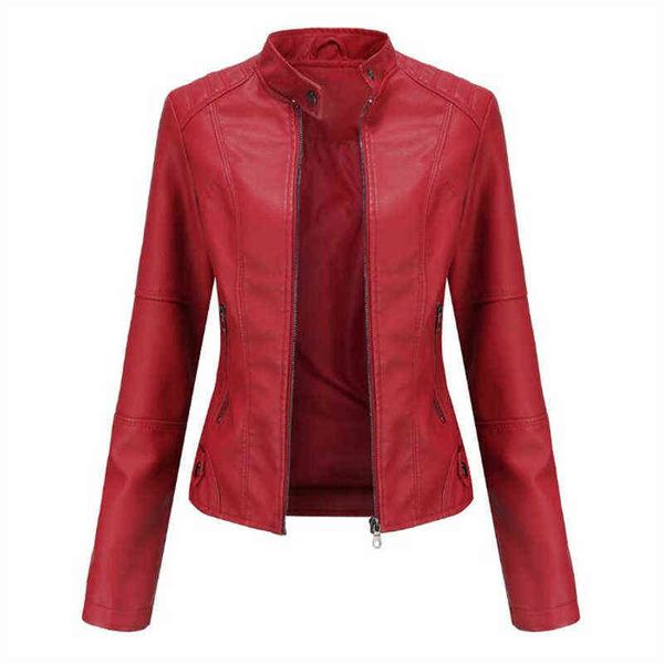 Mode Neue frauen Jacke Europäischen Mode Leder Jacke Pimkie Reinigung Einzigen PU Leder Motorrad Temale frauen Leat L220728