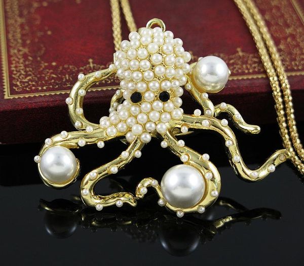 Anhänger Halsketten Octopus Bead Pullover Halskette Schmuck Kristall Für Frauen Lange Anhänger Strass Kette Weihnachten Valentinstag Gif