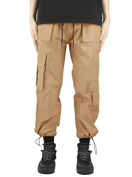 

men flap pocket drawstring waist pants p2fy#, Black