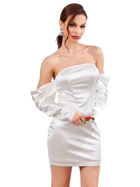 

off shoulder solid dress 240s#, Black;gray