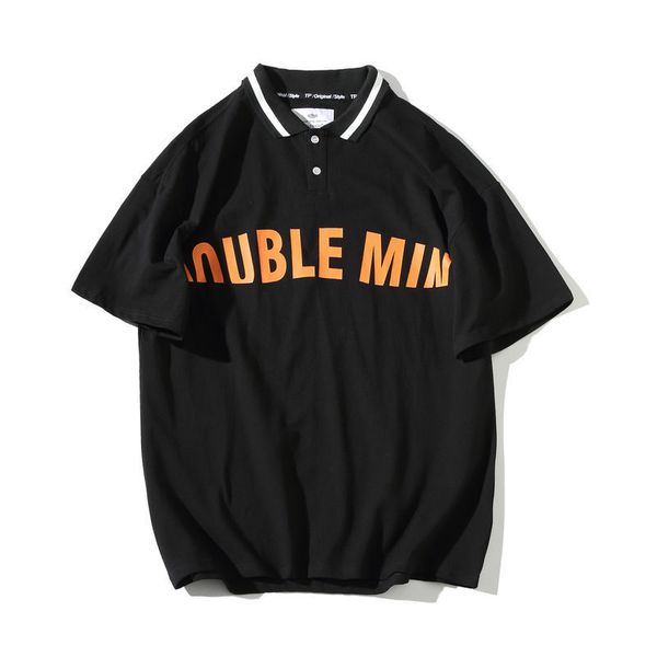 

men's plus size polos letters printed short sleeve tees black big casual for female, White;black