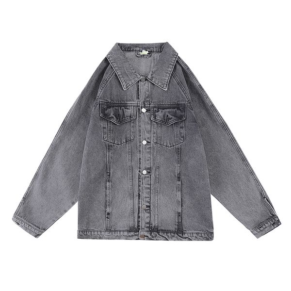 

hip hop washed autumn men's jeans jackets pockets casual windbreaker denim coat oversize, Black;brown