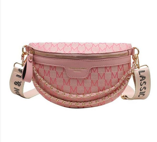 

hbp printed letter plaid pattern fanny waist bag packs for women chain fashionable female waists pack ladies wide strap crossbody bag