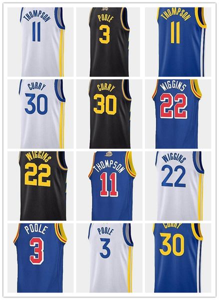 

2022 sleeveless 22 wiggins 75th finals champion stephen 30 curry basketball jersey klay 11 thompson 3 poole jerseys color, Black;red