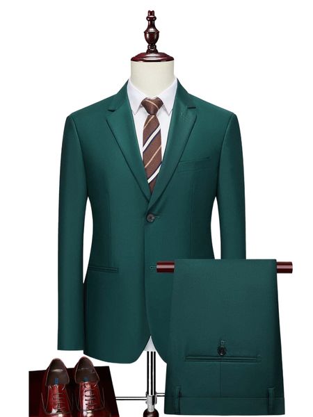 

men 1pc lapel neck blazer & 1pc tailored pants m8fx#, White;black