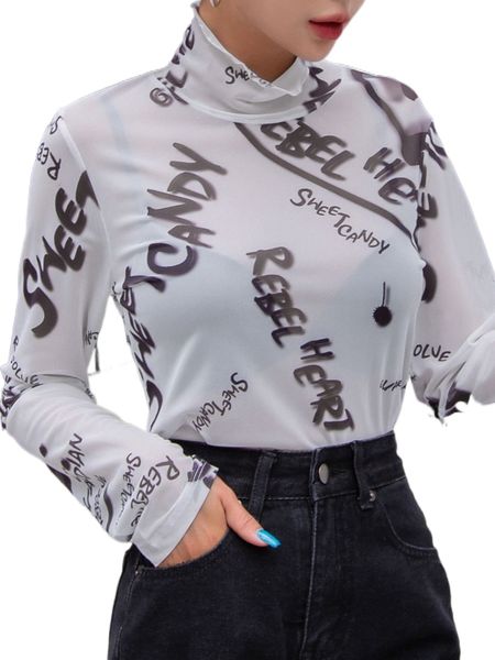 

dazy mock neck letter graphic 68yd#, White