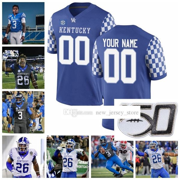 

ncaa custom kentucky college wildcats football jerseys stitched 1 lynn bowden jr. 3 terry wilson 26 benny snell jr. 8 danny clark asim rose, Black