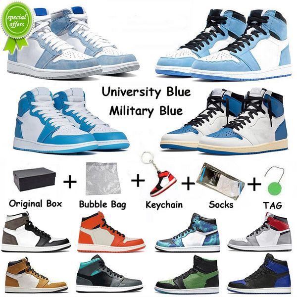 

mens 1 high og basketball shoes 1s university blue silver royal toe black metallic gold mid smoke grey unc patent men women