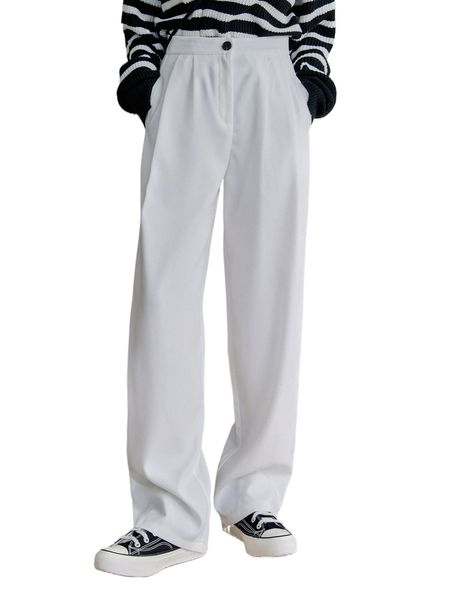 

dazy fold pleated slant pocket pants q62q#, Black;white