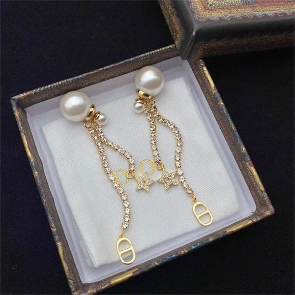 

jewelry tassel size pearl female red live broadcast of the same earrings 70% off outlet store sale, Golden