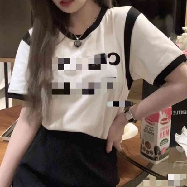 

2022c factory direct sale trendy brand men's t-shirts women's c spring summer new black--white flocking letter t-shirt short round