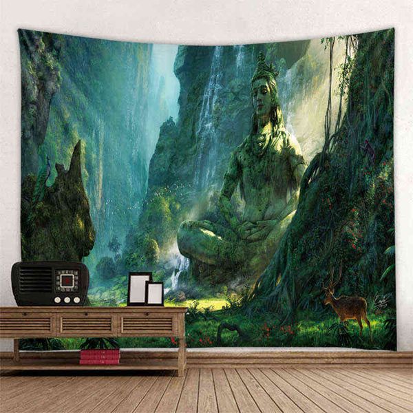 Home Buddha Down The Valley Prainted Wandbehang Teppiche Mandala Böhmen Ästhetische Raumdekoration Wandbild Strandmatte J220804