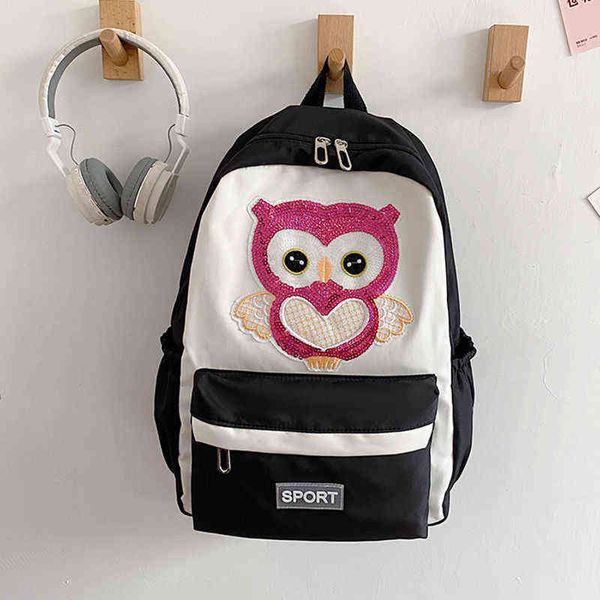 Backpack Middle Primary Student School Saco para meninas adolescentes Oxford Farten Cartoon Animal Pattern 220628