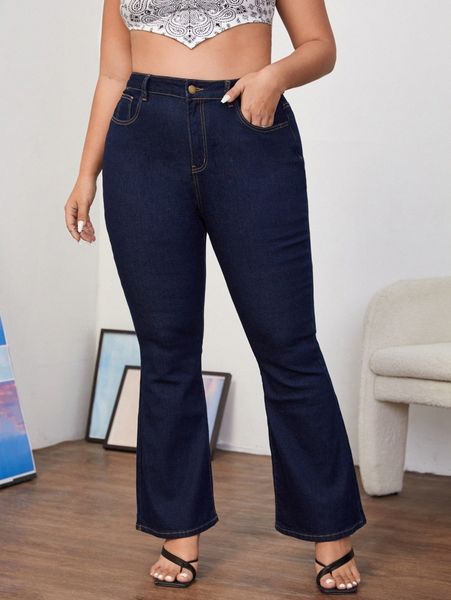 

plus high waist flare leg jeans n0qj#, Blue