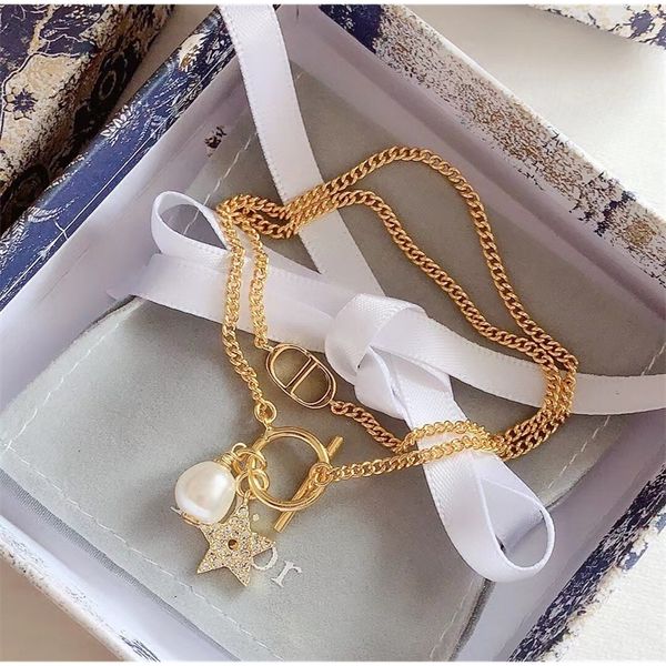 

pendant necklaces chain bracelets pearl diamond star double layer bracelet simple trend temperament women's bracelet, Black