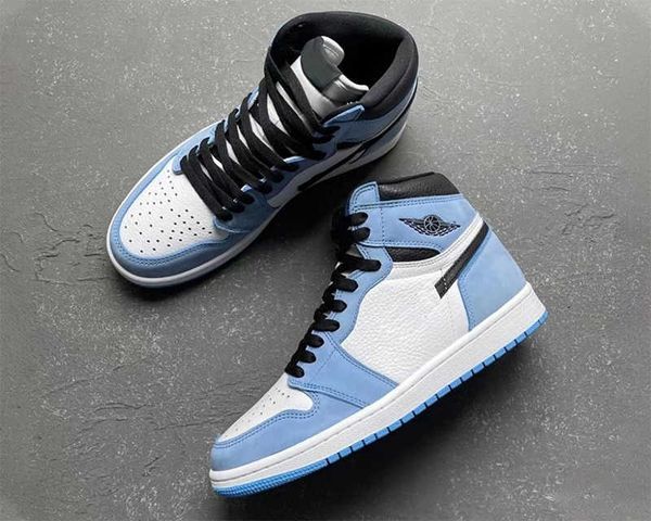

high og 1 unc black white university blue shoes jumpman womens basketball mens sports sneakers with box