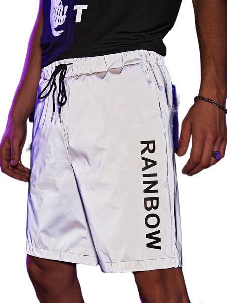 

men reflective letter graphic shorts y0av#, White;black