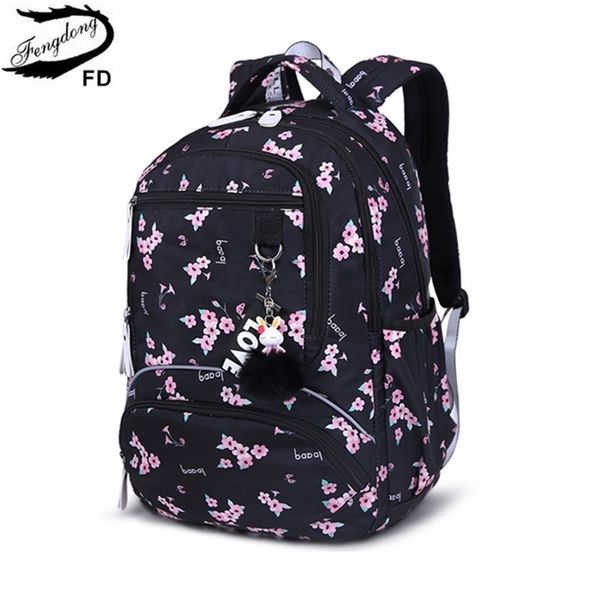 Fengdong Korean Sytle Children's School Backpack Kids Book Bag Bags para meninas Backpack à prova d'água Backpack feminino LJ201225