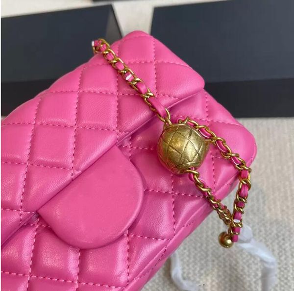 

tz womens classic mini flap crush gold ball fuchsia bags rectangle lambskin real leather quilted matelasse chain crossbody shoudler handbags